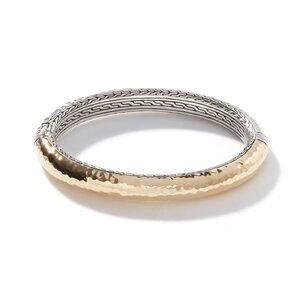 John Hardy Palu Bangle 18K Yellow Gold & Sterling Silver Bangle Size Small